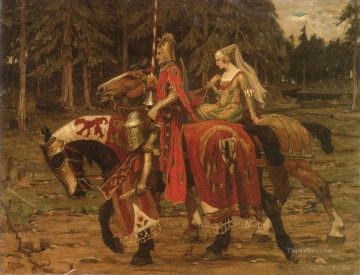  Czech Oil Painting - Heraldic Chivalry Czech Art Nouveau Alphonse Mucha